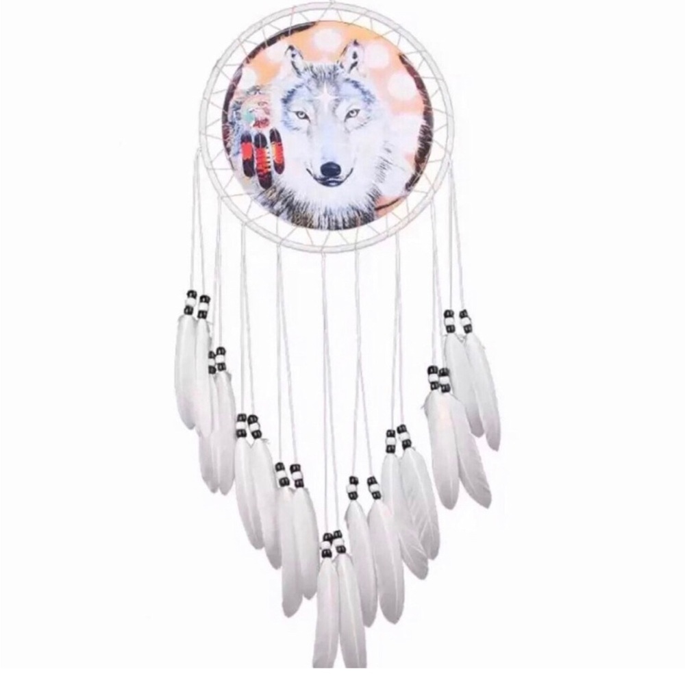 White Wolf Dreamcatcher Wall Decor